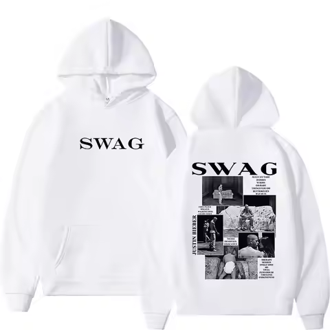 Justin Bieber's SWAG Tour 2025 album Merch pattern printed men's hoodie Rock fashion hoodie high-qua