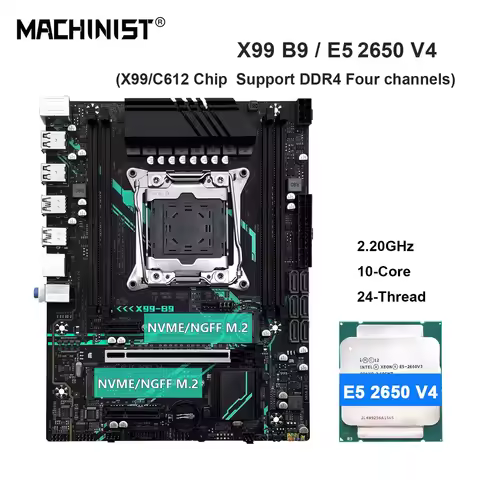 MACHINIST X99 B9 Motherboard kit Intel Xeon E5 2650 V4 CPU LGA 2011-3 Support DDR4 4-channel RAM C61