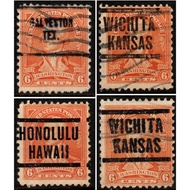 USA Vintage 6 Cents Postage Stamp WASHINGTON Postage Pre-Canceled Various Cities/States selyo