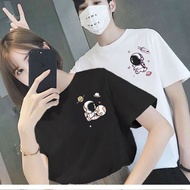 Couple Wear Trendy t Class Pure Cotton Short Half-Sleeve Two-Color Astronaut Female Hug Ball Made In