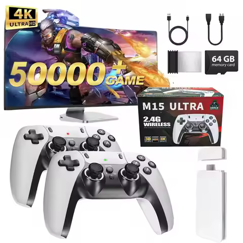 40000+/50000 games, M15 Ultra video game console, 128GB storage, wireless controller, HD output, PS1