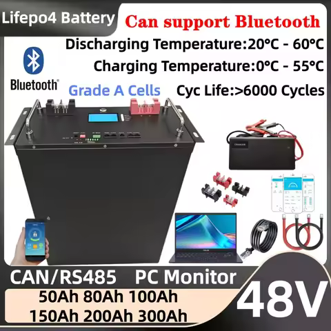 LiFePO4 48V 200Ah Battery Pack 51.2V 100Ah 120Ah 48V 80Ah 50Ah Lithium Battery 6000+ Cycles for Home