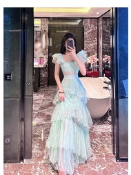 ชุดเดรสยาวผ้าตาข่ายหรูหรา BETTER LS ชุดราตรีสไตล์ฝรั่งเศส ชุดยาวผ้าตาข่ายหรูหราสำหรับผู้หญิงในฤดูร้อ