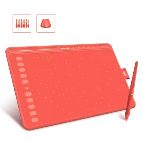 HUION HS611 Graphics Tablet Pen Digital Drawing Tablets 3 Color Multimedia Keys Media Bar Battery-Fr