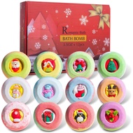 Christmas Bath Bombs For Kids (12 Pcs) Children Organic Bath Bomb Gift Set Handmade Fizzy Balls for Kids Birthday