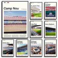 World Famous Football Stadium Camp Nou Bernabeu Etihad Stadium Old Trafford Stadium Poster Canvas Pa