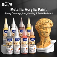 Bonfil Metallic Acrylic Paint Set - 8 Colors *  60ml Tubes Gold Silver Art Paints for Crafts Decor R
