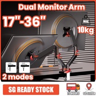 【SG STOCK】Monitor Stand Dual Monitor Arm Monitor Bracket Adjustable Height Suitable for 17-36 Inch M