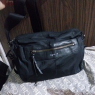 Genuine Agnes .b Voyage men's crossbody bag with genuine leather mix, size 30x23