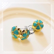 BE CHARMS Gold Plated Charm Clip Blossom Blue Ready Stock Malaysia