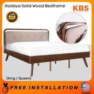 (FREE Installation+Shipping) KBS Hodaya FULL SOLID WOOD Bed Frame / Mid Century Classis Style Furniture / Katil Kayu Solid / KING / QUEEN / COLOR Walnut Dark Brown