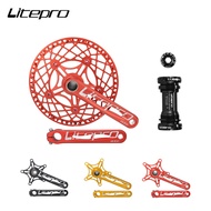 Litepro Elite Hollow Integrated Crank Ceramic Bottom Bracket Folding Bicycle Crankset 130BCD Single Chainring Aluminum Alloy Chainwheel