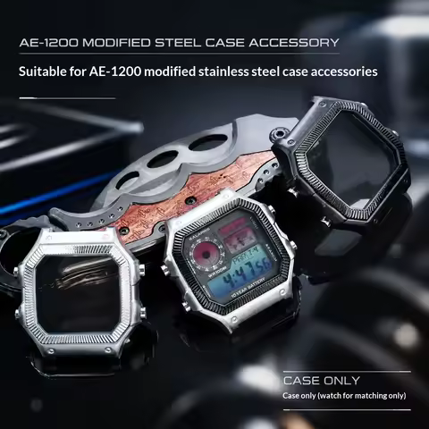 For Casio AE‑1200WH AE1300 WS‑1600H Stainless Steel Mod Case Upgrade Metal Watch Shell DIY Modified 