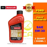 Genuine Ford Motorcraft Engine Oil Fully Synthetic SAE 5W30 5W-30 946ml 1 Quater Minyak Enjin