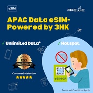 APAC (Asia Pacific) eSIM 4GB-17GB for 30-365 Days Data Roaming | QR Code via Email - By 3HK