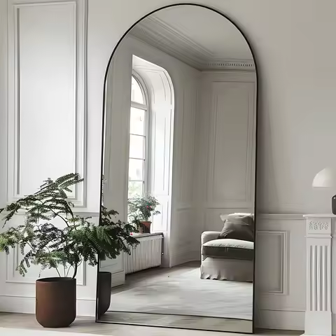 Arch Floor Mirror, 76"x34" Full Length Mirror - Freestanding Full Body Mirror with Stand for Bedroom
