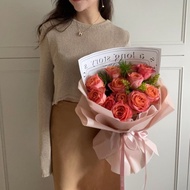 Sunshine Boulevard 陽光大道暖橙玫瑰花束 鮮花花束 畢業花束