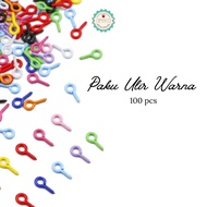 MATA CATALOG - [100 PCS] Colored Thread Nails / Eye Pin/s Small Threaded Screw/s Screw Eye/s HOOK