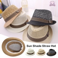 SOONA Straw Fedora Hat, Short Brim Straw Sun Cap, Outdoor Breathable Trilby Floral Hat Man