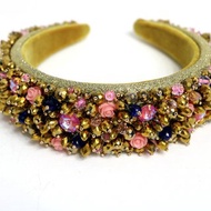 Beaded bridal tiara Rose gold royal diadem Wedding handmade crown