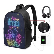 BT21 BTS Backpack Laptop USB Charging Backpack 17 Inch Travel Backpack School Bag Large Capacity Student School Bag