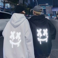 【M-8XL】Unisex Hoodie with Dripping Smile Print Loose Streetwear Pullover for Men Women Casual
