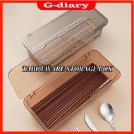 Ceramic Cutlery Holder Organizer | Spoon & Chopstick Storage Box with Cover