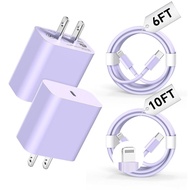USB C Charger Compatible with i Phone Chargerr 2Pack 6/10FT Fast Charging Cable with 20W Type C Wall