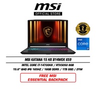 MSI Katana 15 HX B14WEK 659 (15.6" QHD+ IPS 165Hz/i7-14700HX/16GB DDR5/1TB SSD/RTX5050/Win11/2Y)