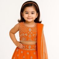 Ready Stock - Orange Trending Kids Lehenga Choli  / Lehenga Choli For Girls / Lehanga Kids / Kids Le
