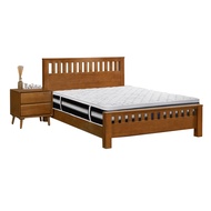 [特價]IHouse-激厚 全實木床架+床頭櫃+舒適獨立筒床墊 雙大6尺
