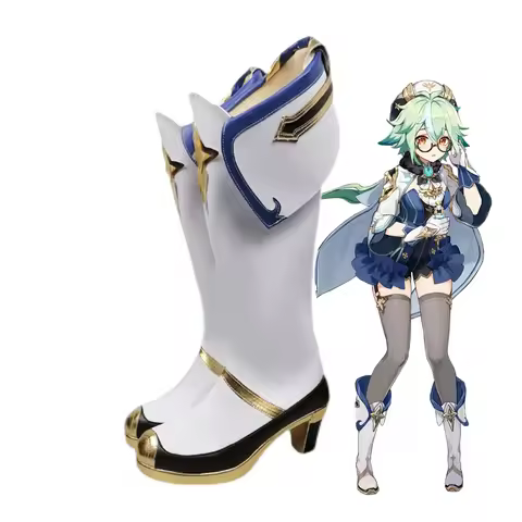 Game Genshin Impact Sucrose Boots Cosplay Long Boots Shoes Women/Men Boots Halloween For Girl Boy PU
