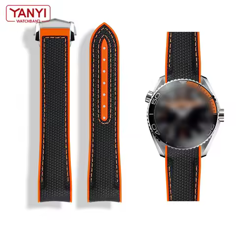 Rubber Watchband for omega Planet Ocean 600 Quarter Orange Seamaster 300 watch strap 20mm 21mm 22mm 