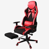 High-Back Racing Style Bonded Leather Gaming Chair,Swivel High Back Footrest with Headrest Lumbar Support Ergonomic PU Leather Executive Computer Chair Lumbar Support for Home and Office,Red