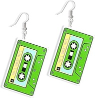 Retro Fashion Tape Earrings for 80s Party Women Punk Retro Cassette Crush Colorful Drop Dangle Earri