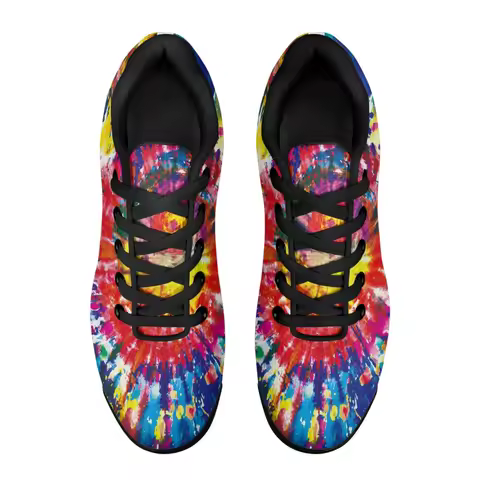 PENSTROLL Colorful Tie Dye Patterns Platform Air Cushion Mens Running Shoes Tennis Basketball Shoes 