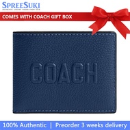 Coach Men Men Wallet In Gift Box Slim Billfold Wallet With Coach Graphic Deep Blue Dark blue # CZ062