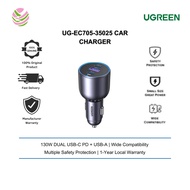 Ugreen Fast Car Charger 130W Dual USB-C PD + USB-A Fast Car Charger - UG-EC705-35025