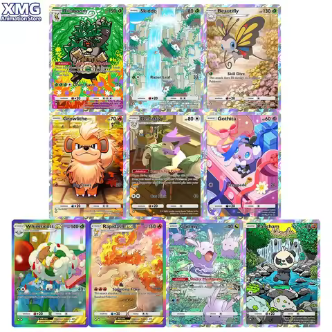10Pcs/set DIY Mega Rising TCG Pocket Pokemon Card Self Made Growlithe Rapidash Mega Blaziken PTCG Ga