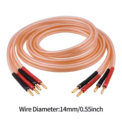 One Pair oxygen-free Copper OFC Audio HiFi Speaker Cable Banana Plug to Banana Plug Speaker Cable Ce