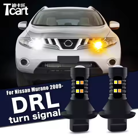 2Pcs Led Daytime Running Light Turn Drl 2in1 Driving Safety Car Accessories 7440 WY21W T20 For Nissa