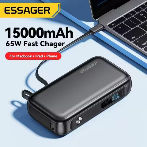 Essager Power Bank Portable 15000mAh in With USB C Cable External Spare Battery Pack for iPhone iPad