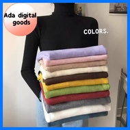 ADG ยืดหยุ่น ผู้หญิงเสื้อคอเต่า ชุดคลุม แขนยาว ฤดูใบไม้ร่วง เสื้อกันหนาวฤดูหนาว แฟชั่น ผ้าสีพื้น ถัก