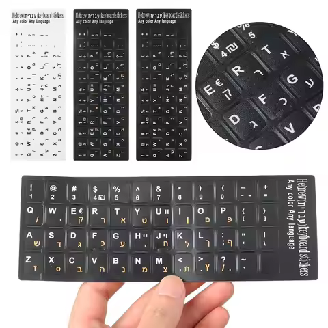 Hebrew Keyboard Stickers Alphabet Layout Wear-resistant Letter Keypad Label Sticker For Laptop Deskt