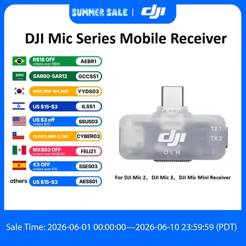 DJI Mic Series Mobile Receiver The Mobile Receiver of the DJI Mic Series for DJI Mic 2 DJI Mic 3 and