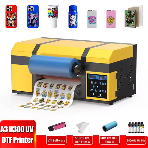 A3 UV DTF Printer with Laminator Dual XP600 Print Heads White Ink Stirring All-in-One UV DTF Transfe