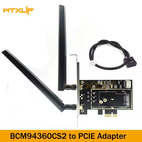 BCM94360CS2 to Desktop PCIe 1X Wireless Bluetooth Adapter Dual Band wifi card converter 2 X 6DBi ant