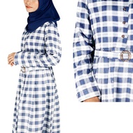 Jubah Muslimah Terkini Feysen Cotton Stripped Style Abaya Button with seat Belted / Jubah AMEERAH