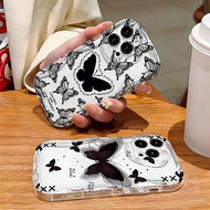 For IPhone 17 16 11 Pro 13 15 7Plus Pro Max 8 6 6s XR XS Cool Black Butterfly Case