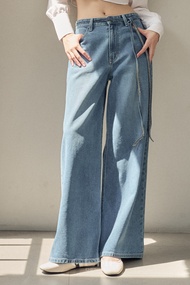 GENEDENIM กางเกงยีนส์ขายาว ทรงแบ็คกี้ เอวกลาง รุ่น Kendall